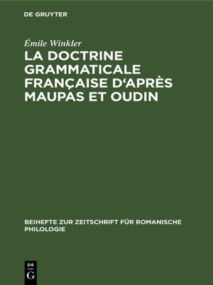 cover image of La doctrine grammaticale française d'après Maupas et Oudin